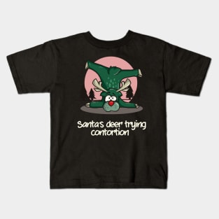 Contortionist T-Shirt Santas Deer Rudolph Exercise Christmas Kids T-Shirt